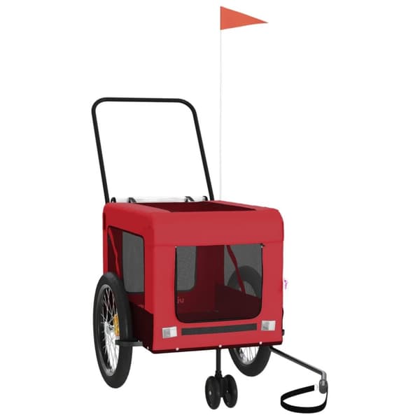 hundetrailer til cykel oxfordstof og jern rød og sort