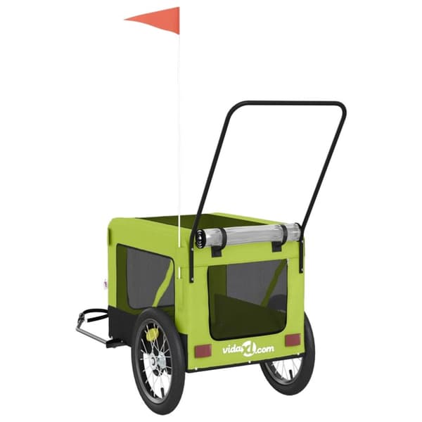 hundetrailer til cykel oxfordstof og jern grøn og sort