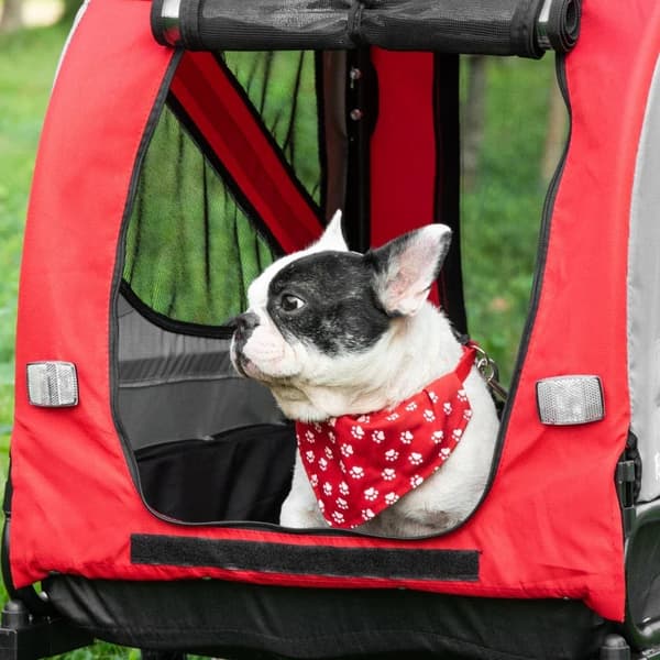 Rootz Dog Buggy - Koirakärry - Lemmikkirattaat - Lemmikkipyörän perävaunu - Koiranrattaat - Turvahihnaheijastimet - Punainen - 140cm x 72,5cm x 108cm