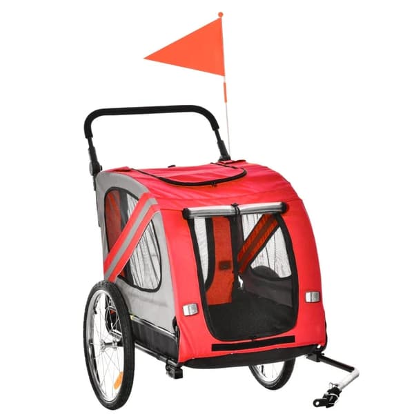 Rootz Dog Buggy - Koirakärry - Lemmikkirattaat - Lemmikkipyörän perävaunu - Koiranrattaat - Turvahihnaheijastimet - Punainen - 140cm x 72,5cm x 108cm