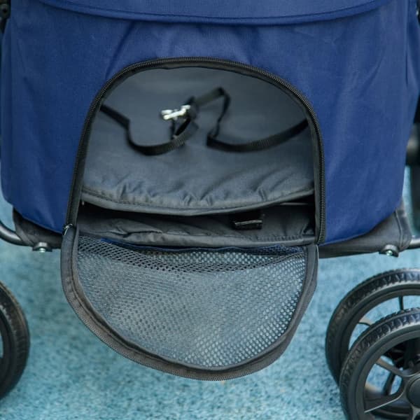 Rootz Dog Buggy - Lemmikkien rattaat - Taitettavat - Sadesuoja - Lemmikkieläinkärry - 2 turvanauhaa - Oxford-kangas - Teräs - Tummansininen - 81x 68 X