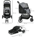 Pikkukuva 3 / 6: Rootz Dog Buggy - 2 turvahihnaa - Koirakärry - Taitettava - Irrotettava kori - Sadesuoja - Oxford-kangas - Teräs - Harmaa - Musta - 83cm x 55cm x 101c