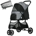 Pikkukuva 5 / 6: Rootz Dog Buggy - 2 turvahihnaa - Koirakärry - Taitettava - Irrotettava kori - Sadesuoja - Oxford-kangas - Teräs - Harmaa - Musta - 83cm x 55cm x 101c