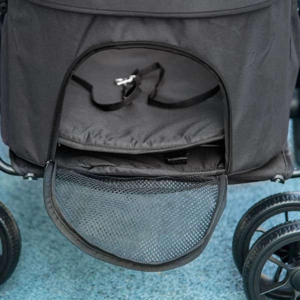 Rootz Dog Buggy - 2 turvahihnaa - Koirakärry - Taitettava - Irrotettava kori - Sadesuoja - Oxford-kangas - Teräs - Tummanharmaa - 81L x 68L x 98,5K cm