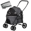 Pikkukuva 1 / 6: Rootz Dog Buggy - 2 turvahihnaa - Koirakärry - Taitettava - Irrotettava kori - Sadesuoja - Oxford-kangas - Teräs - Tummanharmaa - 81L x 68L x 98,5K cm