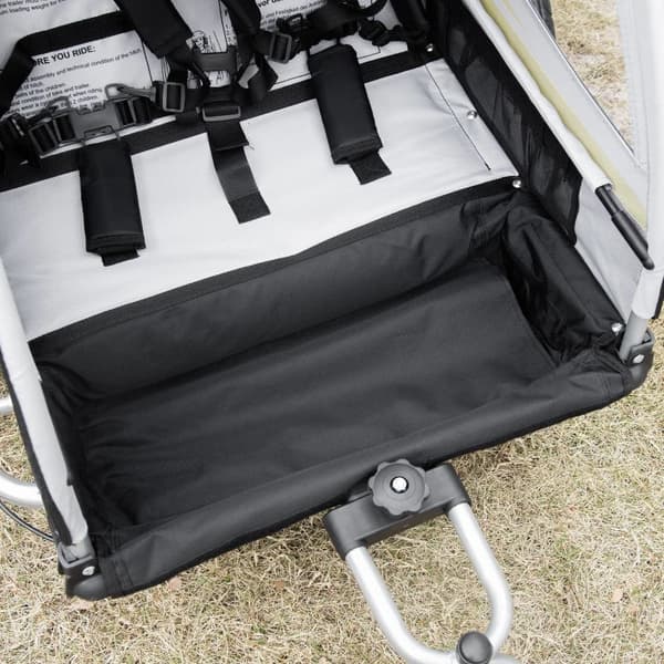Rootz 2-i-1 cykeltrailer - Til 2 børn - Glidefunktion - Regnslag - Bremse - Oxford stof - Grøn + Sort - 142cm x 75cm x 101cm