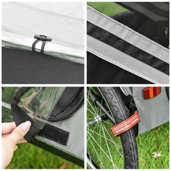 Rootz Dog Buggy - Hundevogn - Pet Buggy - Pet Bike Trailer - Hundeklapvogn - Sikkerhedssnorreflekser - Grå - 140cm x 72,5cm x 108cm