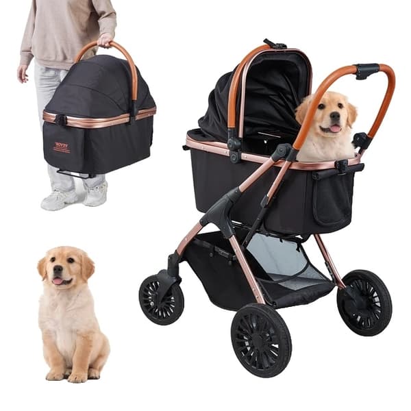 Lemmikkivaunu, taitettava muotoilu, kestävä alumiinirunko, 4 pyörää 4 Wheels 3