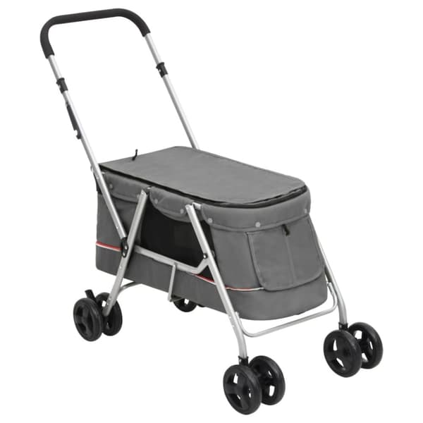 vidaXL Taitettavat koiranrattaat harmaa 100x49x96 cm pellavakangas -  Lemmikkirattaat