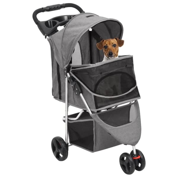 vidaXL foldbar hundeklapvogn 80x46x98 cm oxfordstof grå -  Vogne til kæledyr