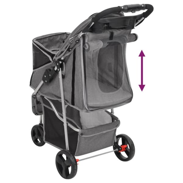 vidaXL foldbar hundeklapvogn 80x46x98 cm oxfordstof grå -  Vogne til kæledyr