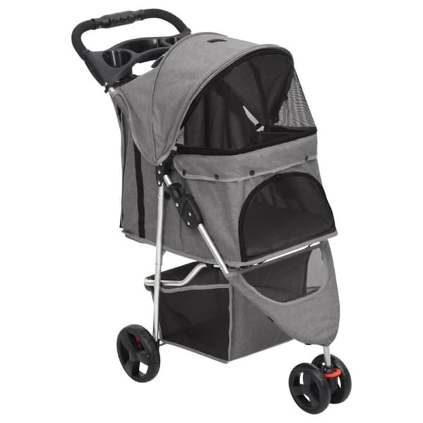 vidaXL foldbar hundeklapvogn 80x46x98 cm oxfordstof grå -  Vogne til kæledyr