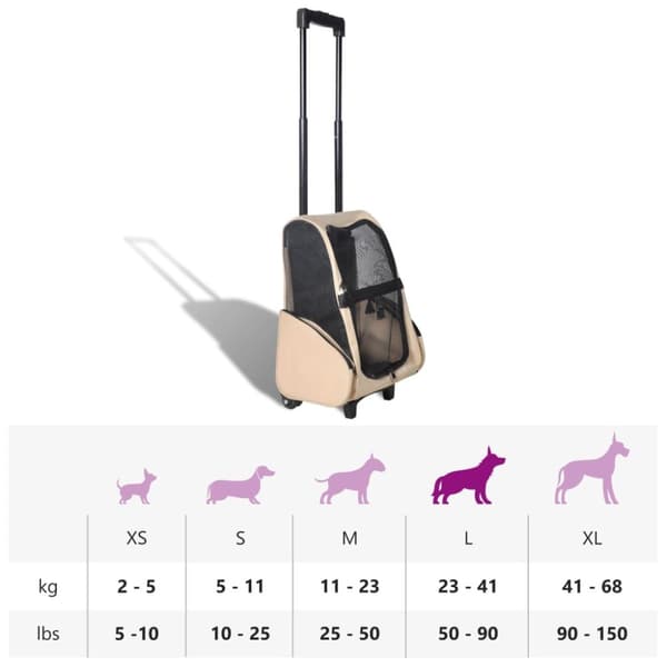vidaXL foldbar kæledyrsvogn multifunktionel beige -  Vogne til kæledyr