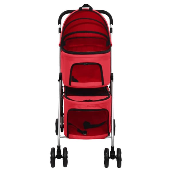 vidaXL dobbelt hundeklapvogn foldbar 83x48x97 cm oxfordstof rød -  Vogne til kæledyr