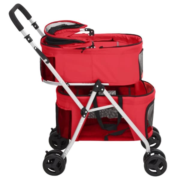 vidaXL dobbelt hundeklapvogn foldbar 83x48x97 cm oxfordstof rød -  Vogne til kæledyr