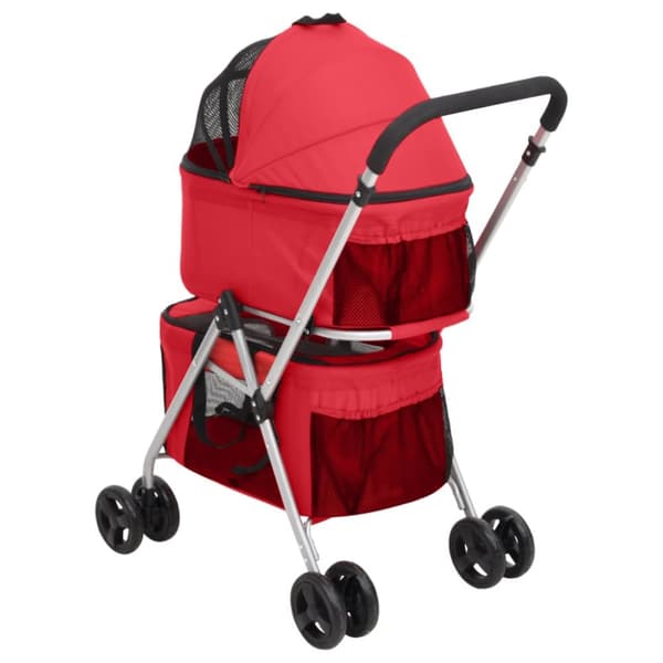 vidaXL dobbelt hundeklapvogn foldbar 83x48x97 cm oxfordstof rød -  Vogne til kæledyr