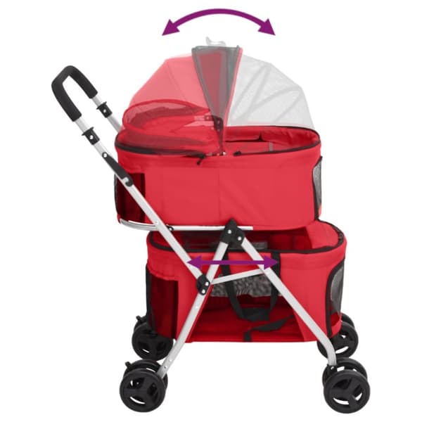 vidaXL dobbelt hundeklapvogn foldbar 83x48x97 cm oxfordstof rød -  Vogne til kæledyr