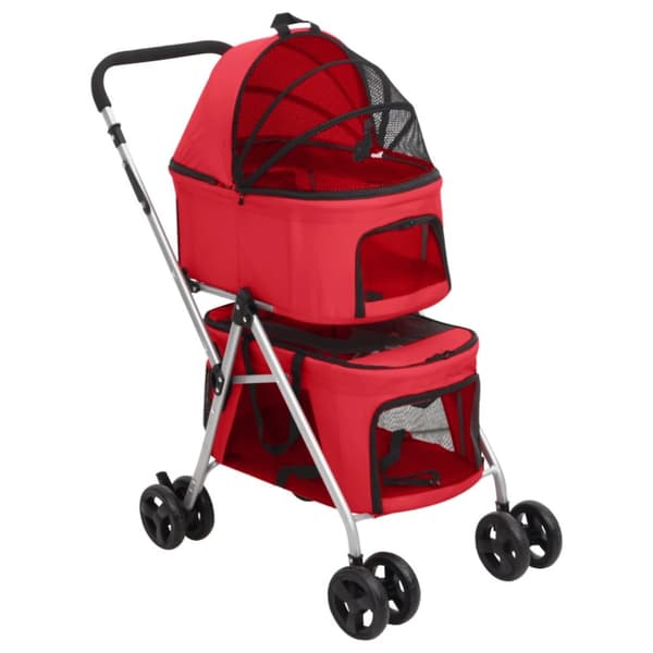 vidaXL dobbelt hundeklapvogn foldbar 83x48x97 cm oxfordstof rød -  Vogne til kæledyr