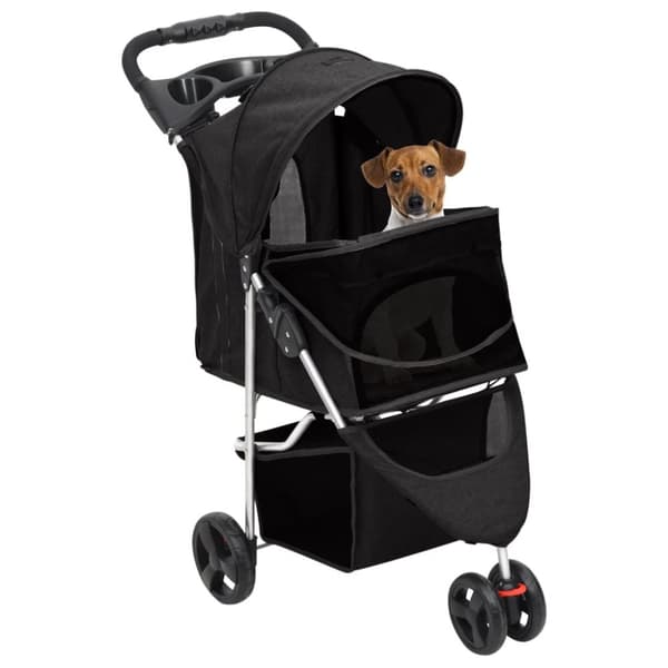 vidaXL Hopfällbar hundvagn svart 80x46x98 cm oxfordtyg -  Vagnar för husdjur