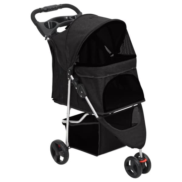 vidaXL foldbar hundeklapvogn 80x46x98 cm oxfordstof sort -  Vogne til kæledyr