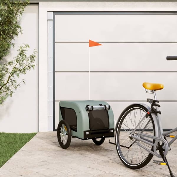 vidaXL Cykelvagn för djur grå och svart oxfordtyg och järn -  Vagnar för husdjur