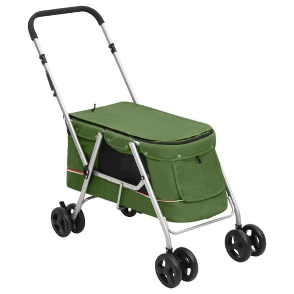 vidaXL foldbar hundeklapvogn 100x49x96 cm linned grøn -  Vogne til kæledyr