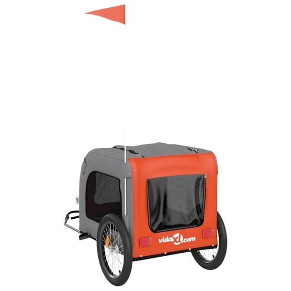 vidaXL cykeltrailer til kæledyr oxfordstof og jern orange og grå -  Vogne til kæledyr