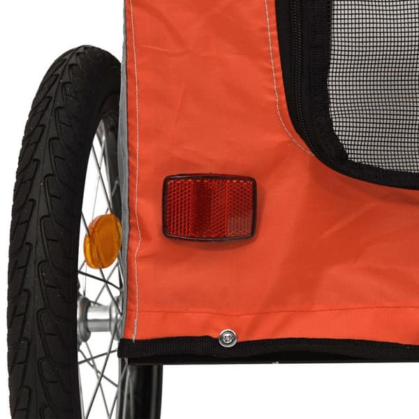 vidaXL cykeltrailer til kæledyr oxfordstof og jern orange og grå -  Vogne til kæledyr