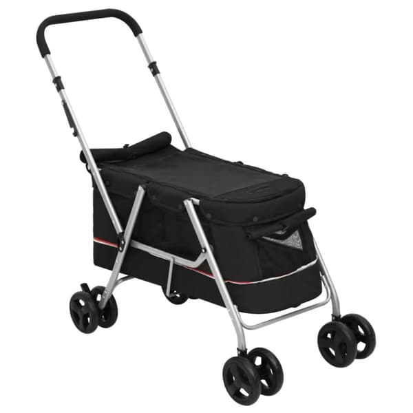 vidaXL foldbar hundeklapvogn 100x49x96 cm linned sort -  Vogne til kæledyr