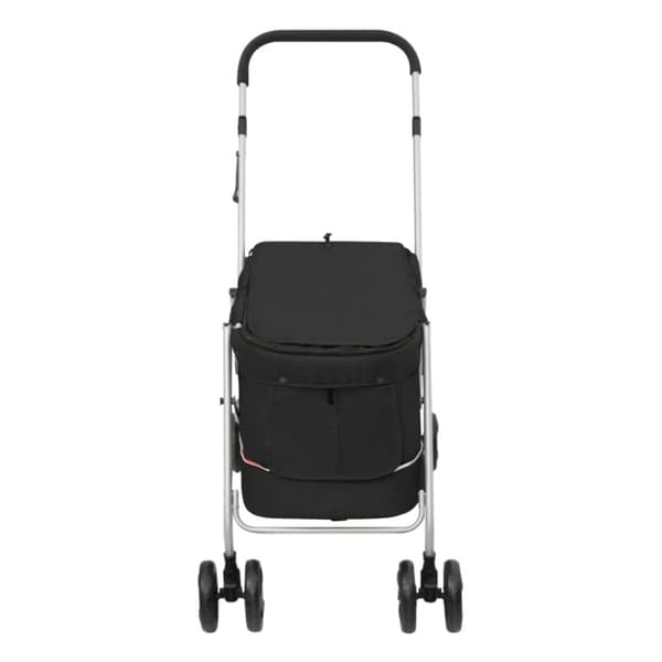 vidaXL foldbar hundeklapvogn 100x49x96 cm linned sort -  Vogne til kæledyr
