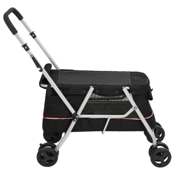 vidaXL foldbar hundeklapvogn 100x49x96 cm linned sort -  Vogne til kæledyr
