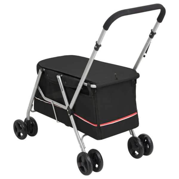 vidaXL foldbar hundeklapvogn 100x49x96 cm linned sort -  Vogne til kæledyr