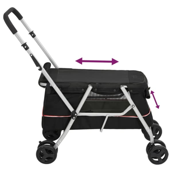 vidaXL foldbar hundeklapvogn 100x49x96 cm linned sort -  Vogne til kæledyr