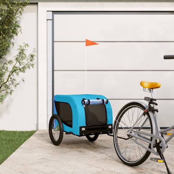 vidaXL Cykelvagn för djur blå och svart oxfordtyg och järn -  Vagnar för husdjur