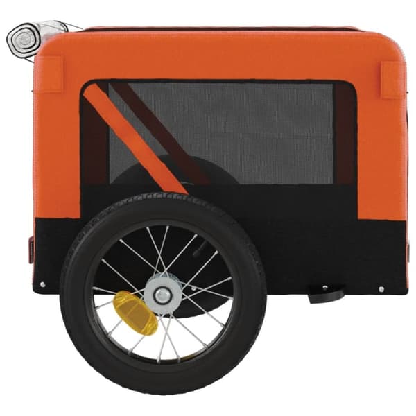 vidaXL Cykelvagn för djur orange och svart oxfordtyg och järn - Vagnar för husdjur
