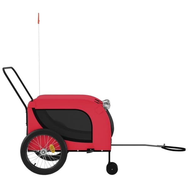 vidaXL hundetrailer til cykel oxfordstof og jern rød og sort -  Vogne til kæledyr