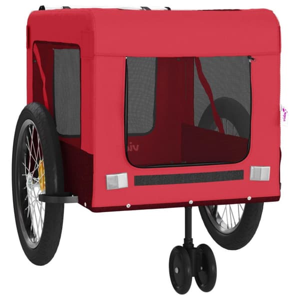 vidaXL hundetrailer til cykel oxfordstof og jern rød og sort -  Vogne til kæledyr
