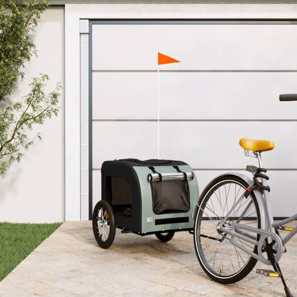 The Living Store Cykelvagn för djur svart och grå oxfordtyg och järn -  Vagnar för husdjur