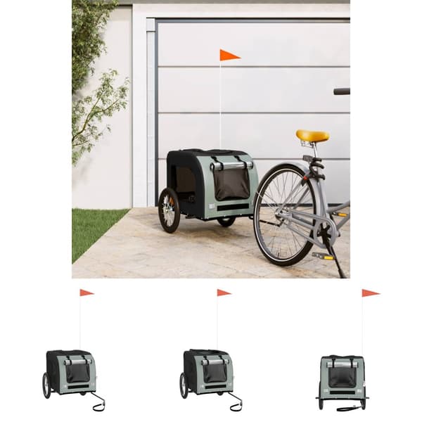 The Living Store cykelanhænger til kæledyr oxfordstof og jern sort og grå -  Vogne til kæledyr