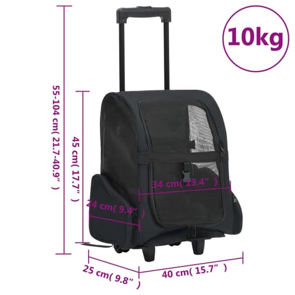The Living Store Taitettava monikäyttöinen lemmikkikärry musta -  Lemmikkirattaat