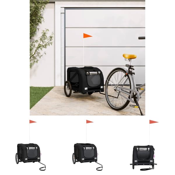 The Living Store cykeltrailer til kæledyr oxfordstof og jern sort -  Vogne til kæledyr