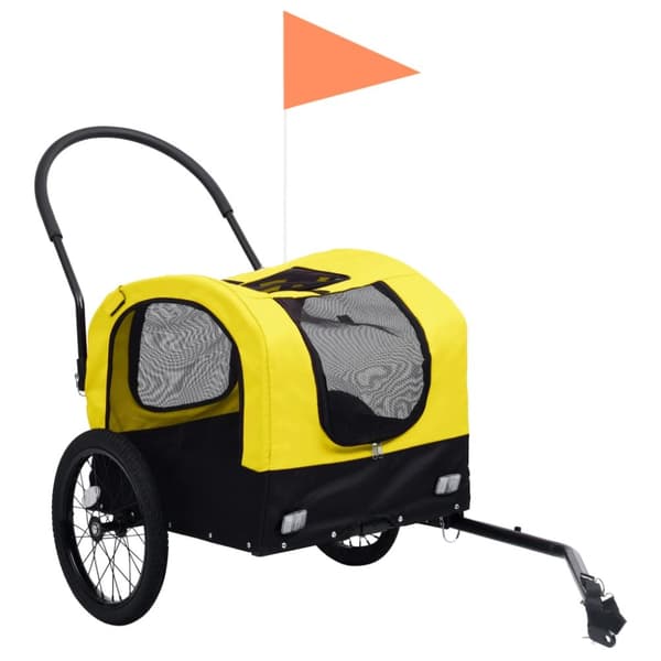 The Living Store Cykelvagn för husdjur och joggingvagn 2-i-1 gul och svart -  Vagnar för husdjur