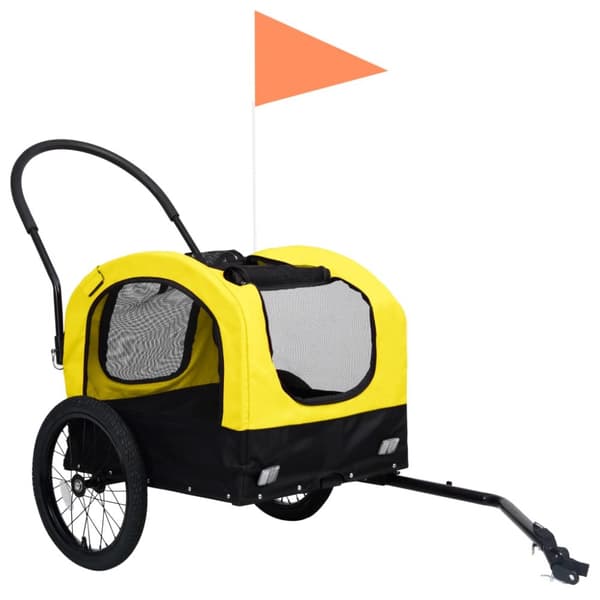 The Living Store Cykelvagn för husdjur och joggingvagn 2-i-1 gul och svart -  Vagnar för husdjur