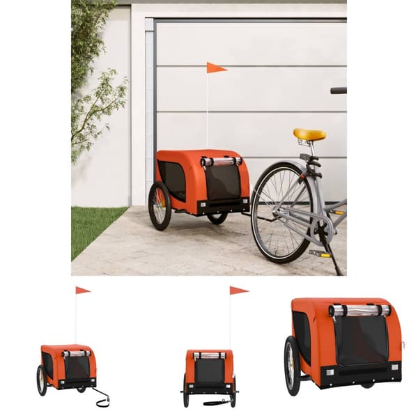 The Living Store hundetrailer til cykel oxfordstof og jern orange og sort -  Vogne til kæledyr