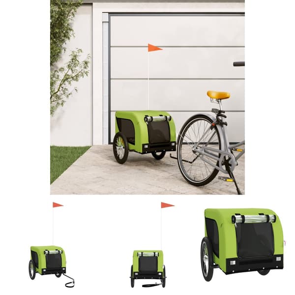The Living Store hundetrailer til cykel oxfordstof og jern grøn og sort -  Vogne til kæledyr