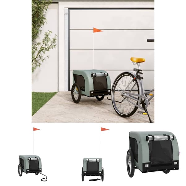 The Living Store hundetrailer til cykel oxfordstof og jern grå og sort -  Vogne til kæledyr