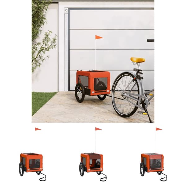 The Living Store cykelanhænger til kæledyr oxfordstof og jern orange og sort -  Vogne til kæledyr