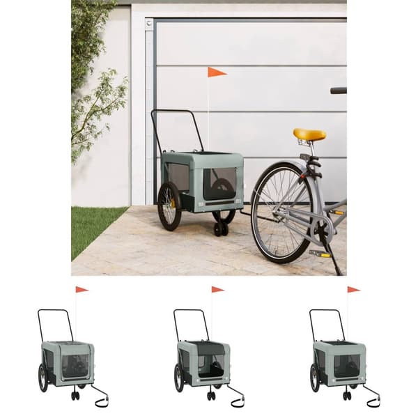 The Living Store hundetrailer til cykel oxfordstof og jern grå og sort -  Vogne til kæledyr