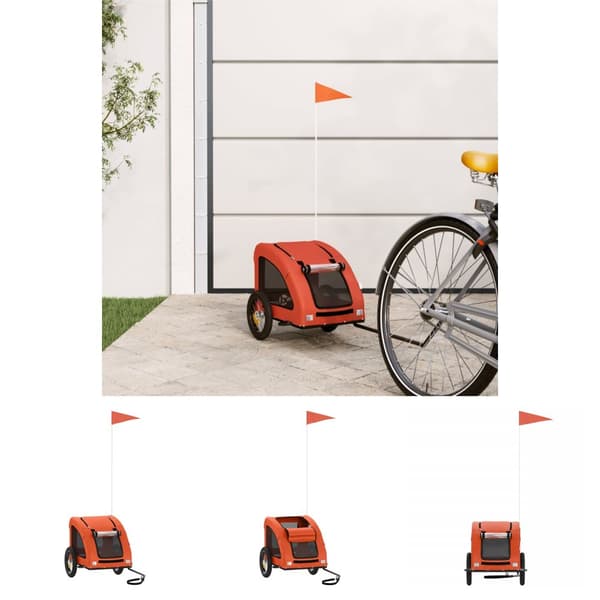 The Living Store cykeltrailer til kæledyr oxfordstof og jern orange -  Vogne til kæledyr