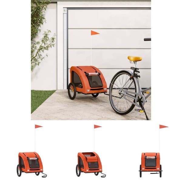 The Living Store cykeltrailer til kæledyr oxfordstof og jern orange -  Vogne til kæledyr